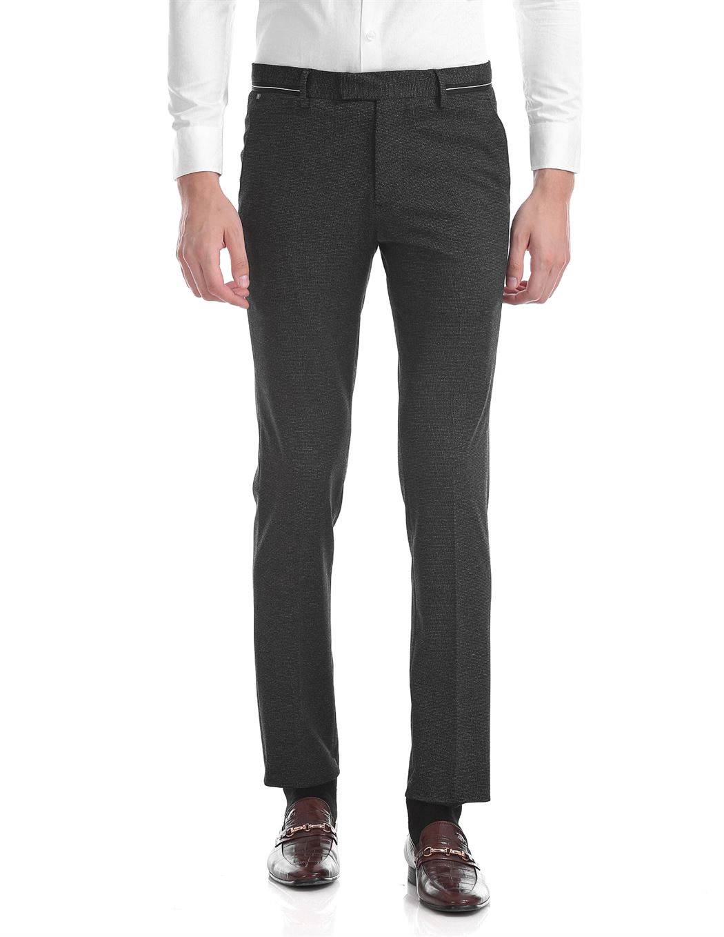 U.S. Polo Assn. Men Textured Formal Wear Trousers